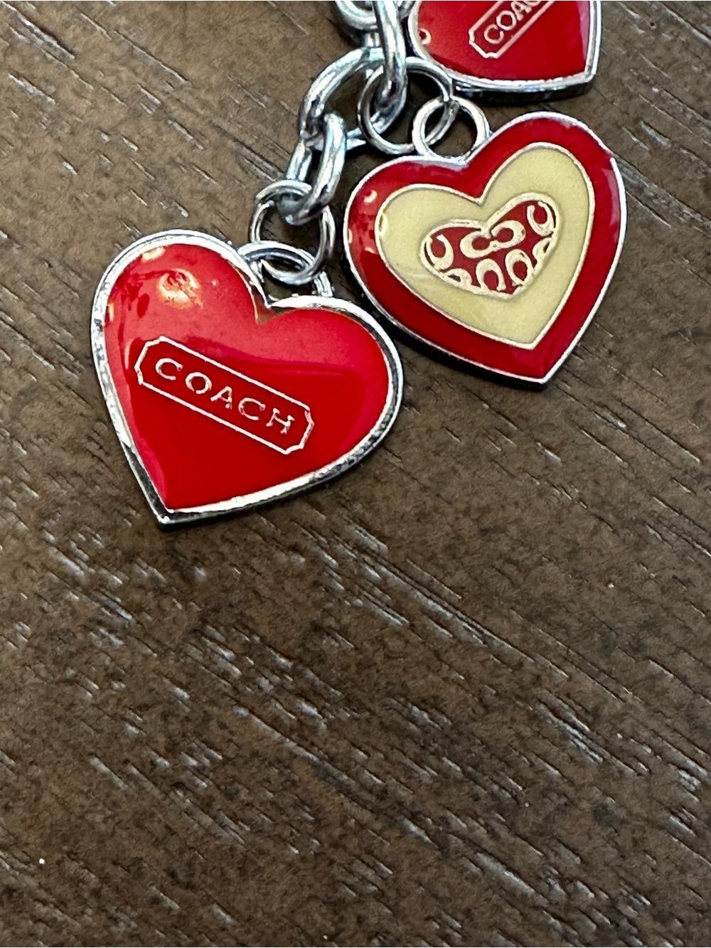 Coach Vintage Red and Cream Heart Charm Keyring/ Bag Charm - Picture 2 of 5